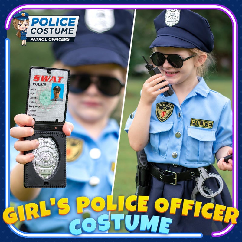 Luucio Girls Police Officer Costume for Kids  Police Costume for Kids  Halloween Costume for Girls  Role Play Kit for Toddlers - Image 2